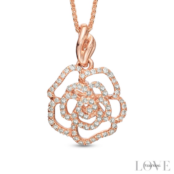 Vera Wang Love Collection 1/4 CT. T.w. Diamond Rose Pendant in 14K Rose Gold