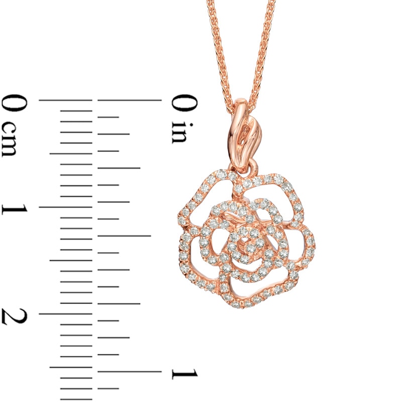 Vera Wang Love Collection 1/4 CT. T.W. Diamond Rose Pendant in 14K Rose Gold