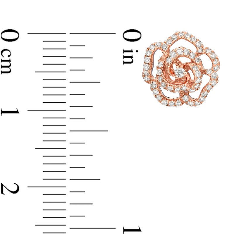 Main Image 3 of Vera Wang Love Collection 1/3 CT. T.W. Diamond Rose Stud Earrings in 14K Rose Gold