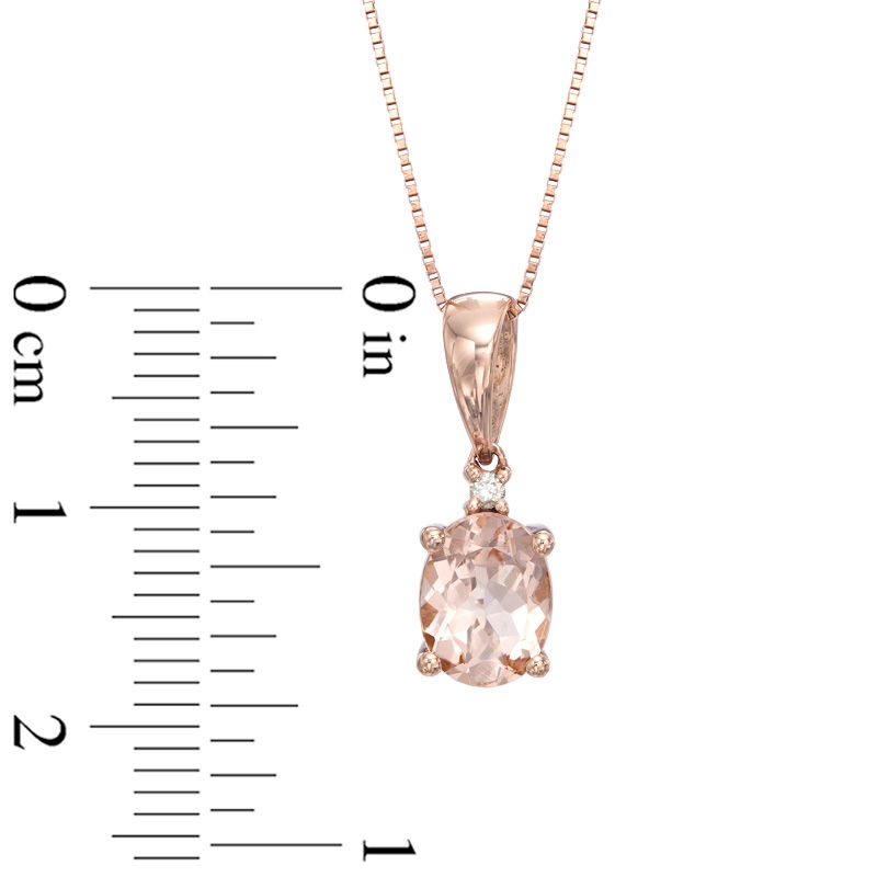 Oval Morganite and Diamond Accent Pendant in 10K Rose Gold