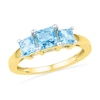 Thumbnail Image 0 of Princess-Cut Blue Topaz Three Stone Ring in 10K Gold