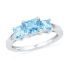 Thumbnail Image 1 of Princess-Cut Blue Topaz Three Stone Ring in Sterling Silver