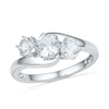 Thumbnail Image 0 of Lab-Created White Sapphire Three Stone Engagement Ring in 10K White Gold