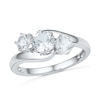 Thumbnail Image 1 of Lab-Created White Sapphire Three Stone Engagement Ring in 10K White Gold