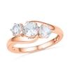Thumbnail Image 0 of Lab-Created White Sapphire Three Stone Engagement Ring in 10K Rose Gold