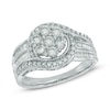 Thumbnail Image 0 of 1 CT. T.W. Diamond Cluster Swirl Ring in 10K White Gold