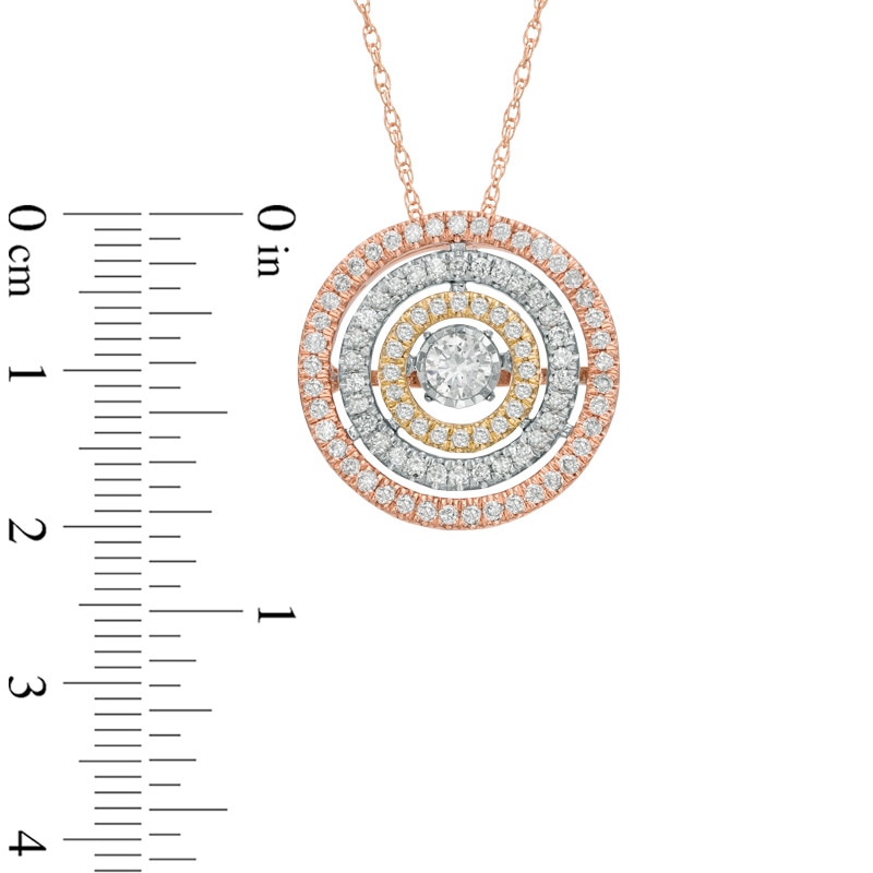 Main Image 2 of 1/2 CT. T.W. Diamond Orbit Pendant in 10K Tri-Tone Gold