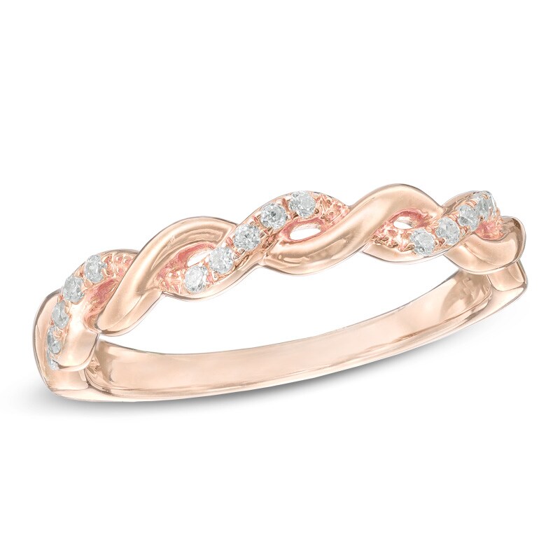 1/8 CT. T.W. Diamond Braid Anniversary Band in 10K Rose Gold