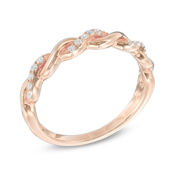 1/8 CT. T.w. Diamond Braid Anniversary Band in 10K Rose Gold