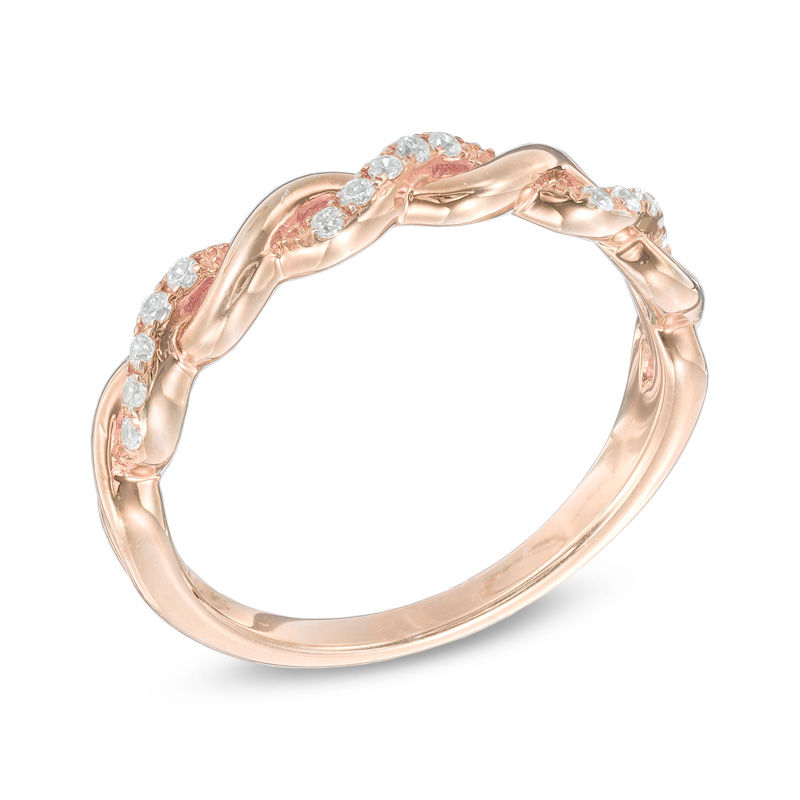1/8 CT. T.W. Diamond Braid Anniversary Band in 10K Rose Gold