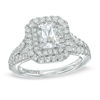 Thumbnail Image 0 of Vera Wang Love Collection 2 CT. T.W. Emerald-Cut Diamond Double Frame Engagement Ring in 14K White Gold