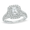 Thumbnail Image 1 of Vera Wang Love Collection 2 CT. T.W. Emerald-Cut Diamond Double Frame Engagement Ring in 14K White Gold
