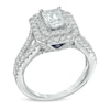 Thumbnail Image 1 of Vera Wang Love Collection 2 CT. T.W. Emerald-Cut Diamond Double Frame Engagement Ring in 14K White Gold