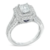 Thumbnail Image 2 of Vera Wang Love Collection 2 CT. T.W. Emerald-Cut Diamond Double Frame Engagement Ring in 14K White Gold