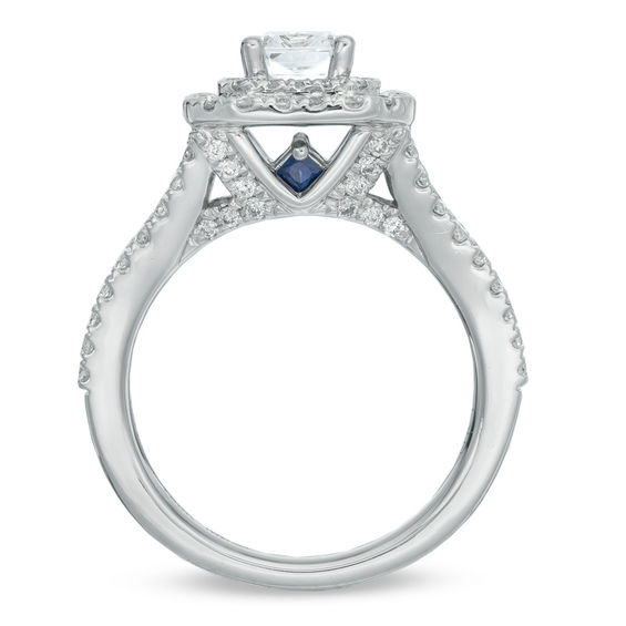 Vera Wang Love Collection 2 CT. T.W. Emerald-Cut Diamond Double Frame ...