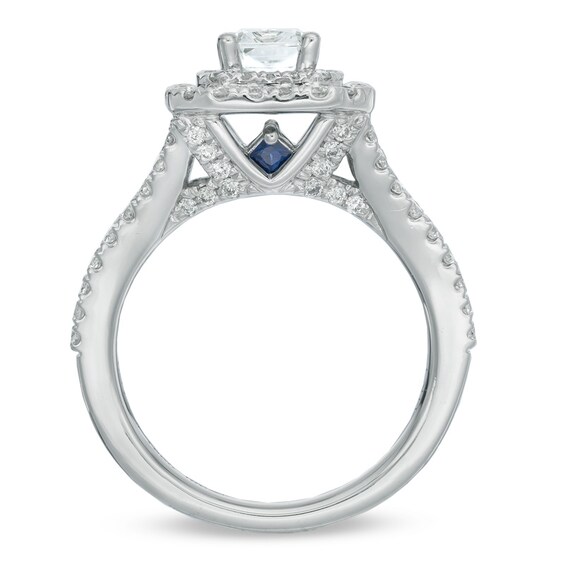 Vera Wang Love Collection 2 CT. T.w. Emerald-Cut Diamond Double Frame Engagement Ring in 14K White Gold