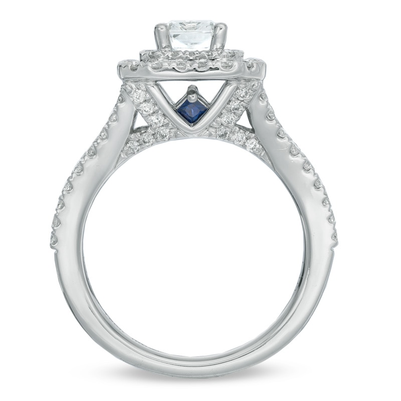 Vera Wang Love Collection 2 CT. T.W. Emerald-Cut Diamond Double Frame Engagement Ring in 14K White Gold