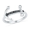 Thumbnail Image 0 of 1/10 CT. T.W. Enhanced Black and White Diamond Sideways Anchor Ring in 10K White Gold