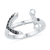 Thumbnail Image 0 of 1/10 CT. T.W. Enhanced Black and White Diamond Sideways Anchor Ring in Sterling Silver