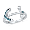 Thumbnail Image 1 of 1/10 CT. T.W. Enhanced Blue and White Diamond Sideways Anchor Ring in Sterling Silver