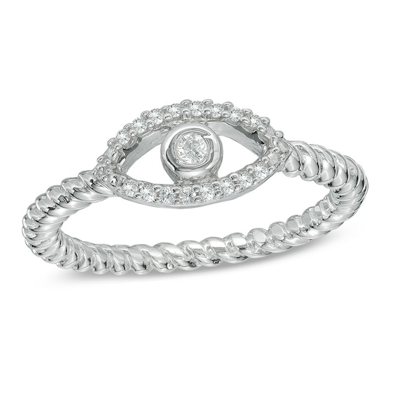 1/20 CT. T.w. Diamond Evil Eye Midi Ring in Sterling Silver