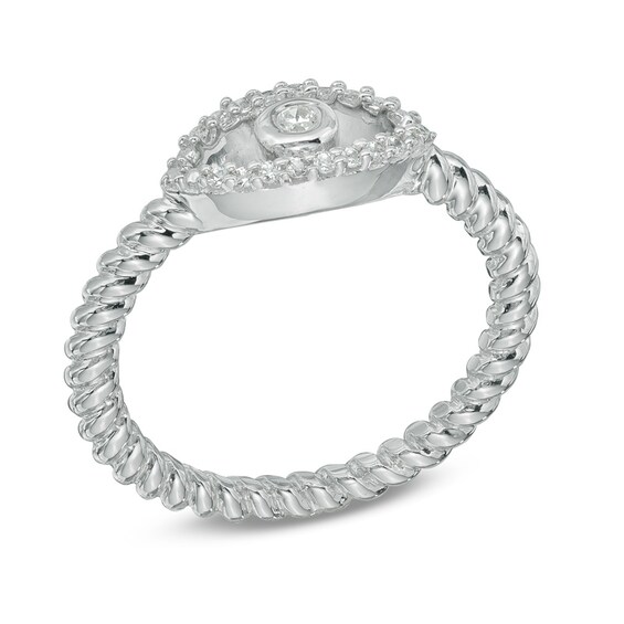 1/20 CT. T.w. Diamond Evil Eye Midi Ring in Sterling Silver