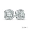 Thumbnail Image 1 of Vera Wang Love Collection 1/3 CT. T.W. Princess-Cut Quad Diamond Double Frame Earrings in 14K White Gold