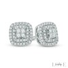 Thumbnail Image 0 of Vera Wang Love Collection 1/3 CT. T.W. Princess-Cut Quad Diamond Double Frame Earrings in 14K White Gold