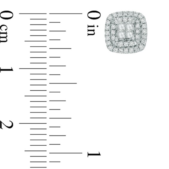 Vera Wang Love Collection 1/3 CT. T.w. Princess-Cut Quad Diamond Double Frame Earrings in 14K White Gold