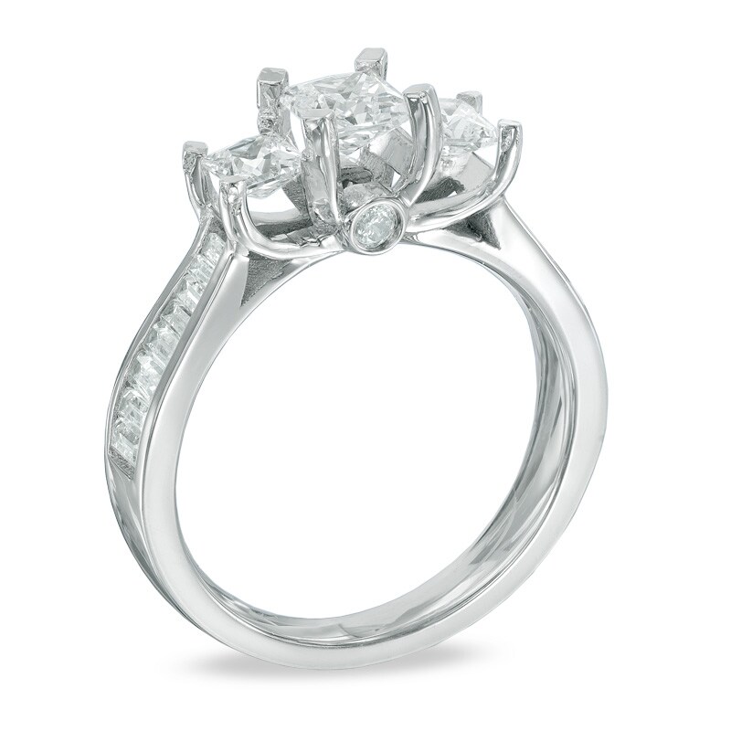 1-1/2 CT. T.W. Princess-Cut Diamond Past Present Future® Ring in 14K White Gold