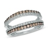 Thumbnail Image 1 of 1 CT. T.W. Champagne and White Diamond Double Row Solitaire Enhancer in 14K White Gold