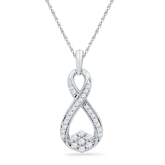 1/4 CT. T.w. Multi-Diamond Infinity Pendant in 10K White Gold
