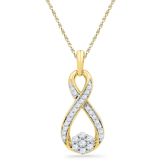 1/4 CT. T.w. Multi-Diamond Infinity Pendant in 10K Gold
