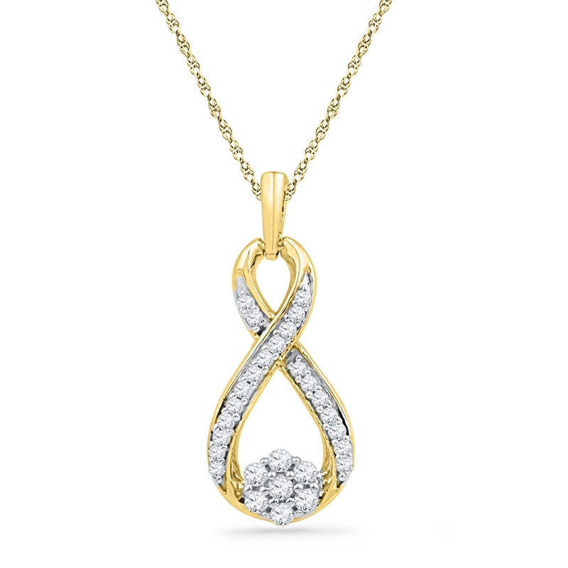 Main Image 1 of 1/4 CT. T.W. Multi-Diamond Infinity Pendant in 10K Gold