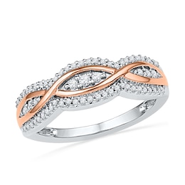 1/4 CT. T.W. Diamond Infinity Ribbon Band in 10K Two-Tone Gold