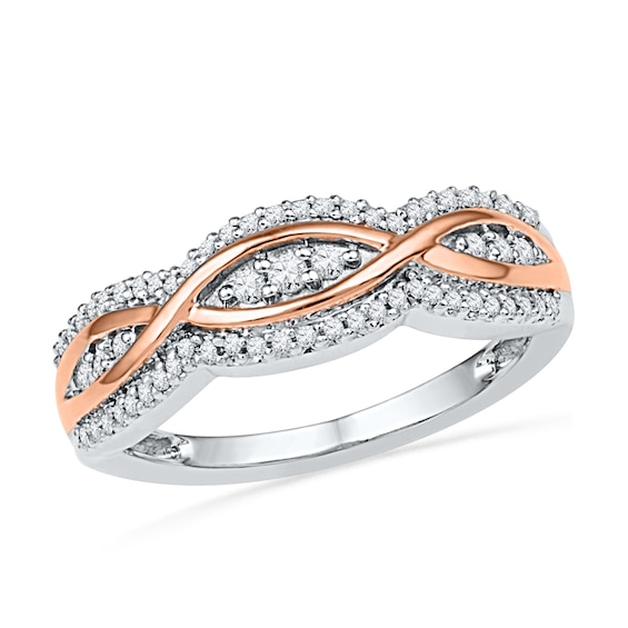 1/4 CT. T.w. Diamond Infinity Ribbon Band in 10K Two-Tone Gold