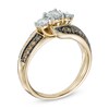Thumbnail Image 2 of 1 CT. T.W. Champagne and White Diamond Past Present Future® Double Row Ring in 14K Gold