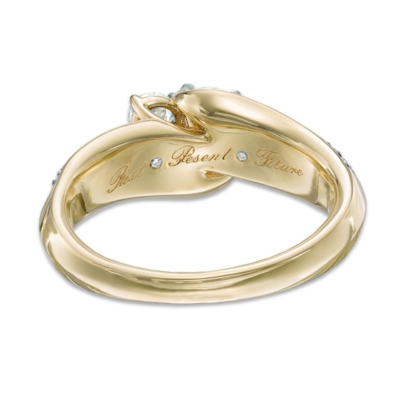 1 CT. T.w. Champagne and White Diamond Past Present FutureÂ® Double Row Ring in 14K Gold