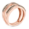 Thumbnail Image 1 of 5/8 CT. T.W. Champagne and White Diamond Double Row Overlay Solitaire Enhancer in 14K Rose Gold