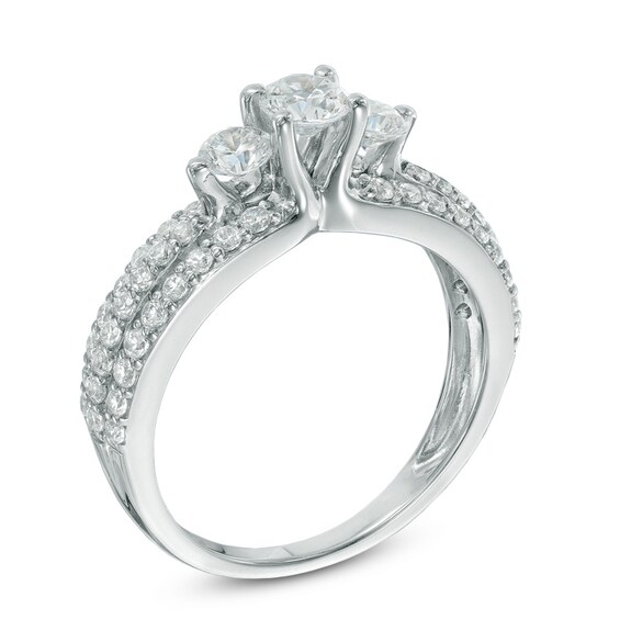 1-1/4 CT. T.w. Diamond Past Present FutureÂ® Three Row Ring in 14K White Gold