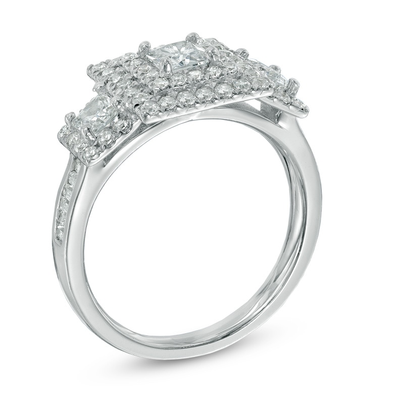 1-1/2 CT. T.W. Princess-Cut Diamond Double Frame Past Present Future® Ring in 14K White Gold