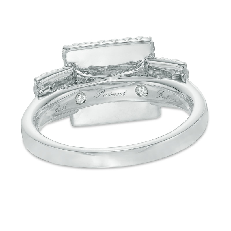 Main Image 3 of 1-1/2 CT. T.W. Princess-Cut Diamond Double Frame Past Present Future® Ring in 14K White Gold