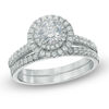 Thumbnail Image 0 of 1 CT. T.W. Certified Canadian Diamond Double Frame Bridal Set in 14K White Gold (I/I1)
