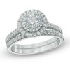 Thumbnail Image 1 of 1 CT. T.W. Certified Canadian Diamond Double Frame Bridal Set in 14K White Gold (I/I1)