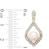 Thumbnail Image 2 of 6.5mm Freshwater Cultured Pearl and Lab-Created White Sapphire Drop Earrings in Sterling Silver with 14K Gold Plate