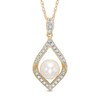Thumbnail Image 1 of 7.0-7.5mm Freshwater Cultured Pearl and Lab-Created Pendant in Sterling Silver with 14K Gold Plate