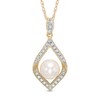 Thumbnail Image 0 of 7.0 - 7.5mm Cultured Freshwater Pearl and Lab-Created Pendant in Sterling Silver with 14K Gold Plate