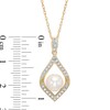 Thumbnail Image 1 of 7.0 - 7.5mm Cultured Freshwater Pearl and Lab-Created Pendant in Sterling Silver with 14K Gold Plate