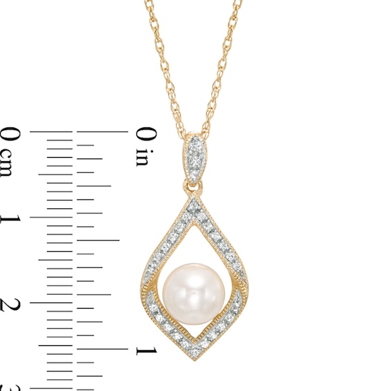7.0-7.5mm Freshwater Cultured Pearl and Lab-Created Pendant in Sterling Silver with 14K Gold Plate