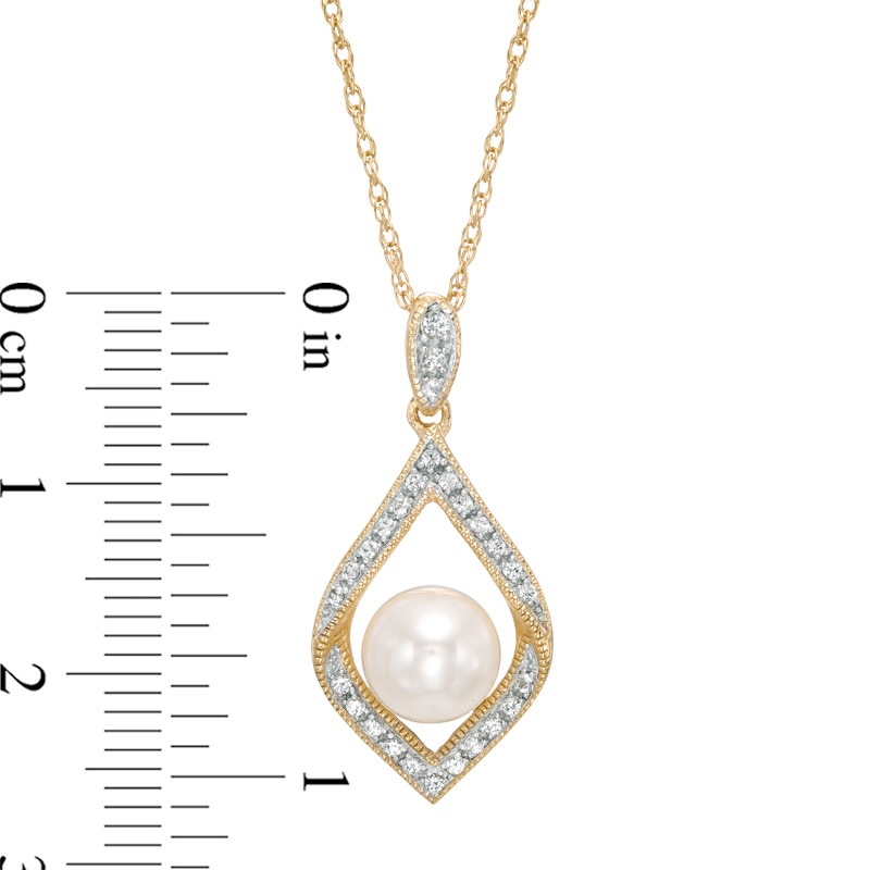 Main Image 2 of 7.0-7.5mm Freshwater Cultured Pearl and Lab-Created Pendant in Sterling Silver with 14K Gold Plate